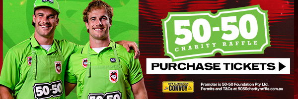 50-50 Charity Raffle — purchase tickets. i98FM Illawarra Convoy. Promoter is 50-50 Foundation Pty Ltd. Permits and T&Cs at 5050charityraffle.com.au.